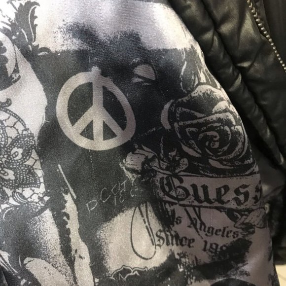 Guess Women's Black Moto Polyester Fit Jackets - Picture 2 of 5